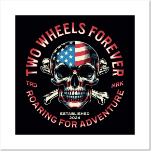 Patriotic Skull Biker Badge Design Posters and Art